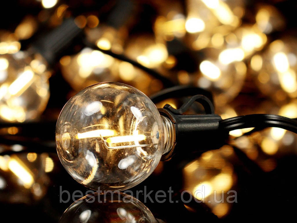 Гірлянда Нитка 20 Прозорих Ламп Розжарювання в Стилє Ретро 4 м Теплий Білий (8937)