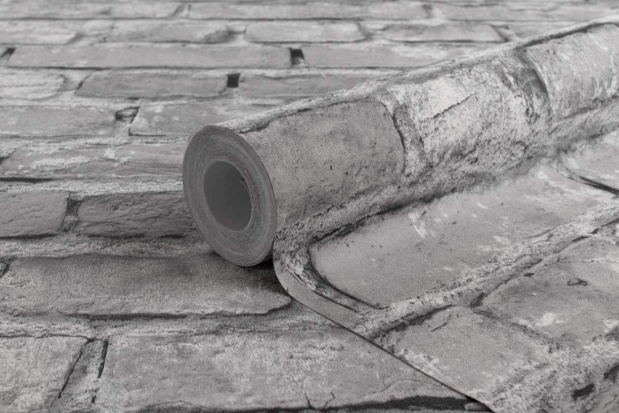 Шпалери імітація цегли димчасті вінілові шпалери гарячого тиснення Vinil LS Флет ЭШТ 3-1538 (1,06х10,05м), фото 1