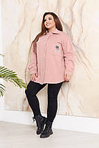 Вільна жіноча однотонна сорочка з трехнити на флісі великих розмірів, фото 3