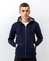 Чоловіче базове худі з начосом на блискавці, темно-синього кольору. Розміри: S,M,L,XL,XXL.