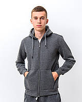 Чоловіче базове худі з начосом на блискавці, темно-сірого кольору. Розміри: S,M,L,XL,XXL.