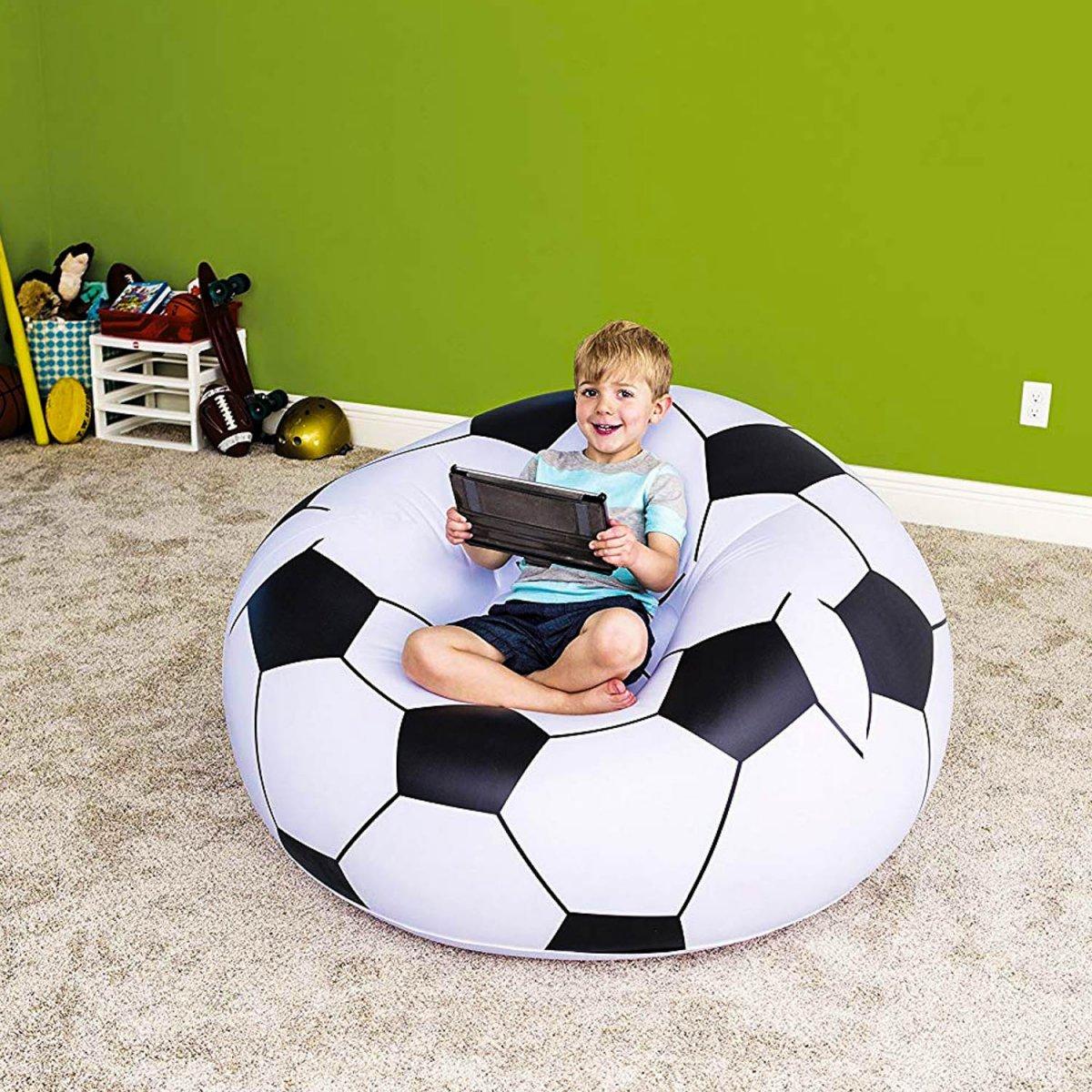 Надувне матове крісло-груша Bestway 75010 Plus Футбольний м'яч 114 х 112 см, фото 1