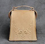 Міський жіночий шкіряний рюкзак, маленький коричнево-бежевий рюкзак, ручна робота, фото 5