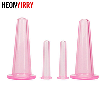 Силіконові банки 4 шт для вакуумного масажу обличчя та тіла D4AP