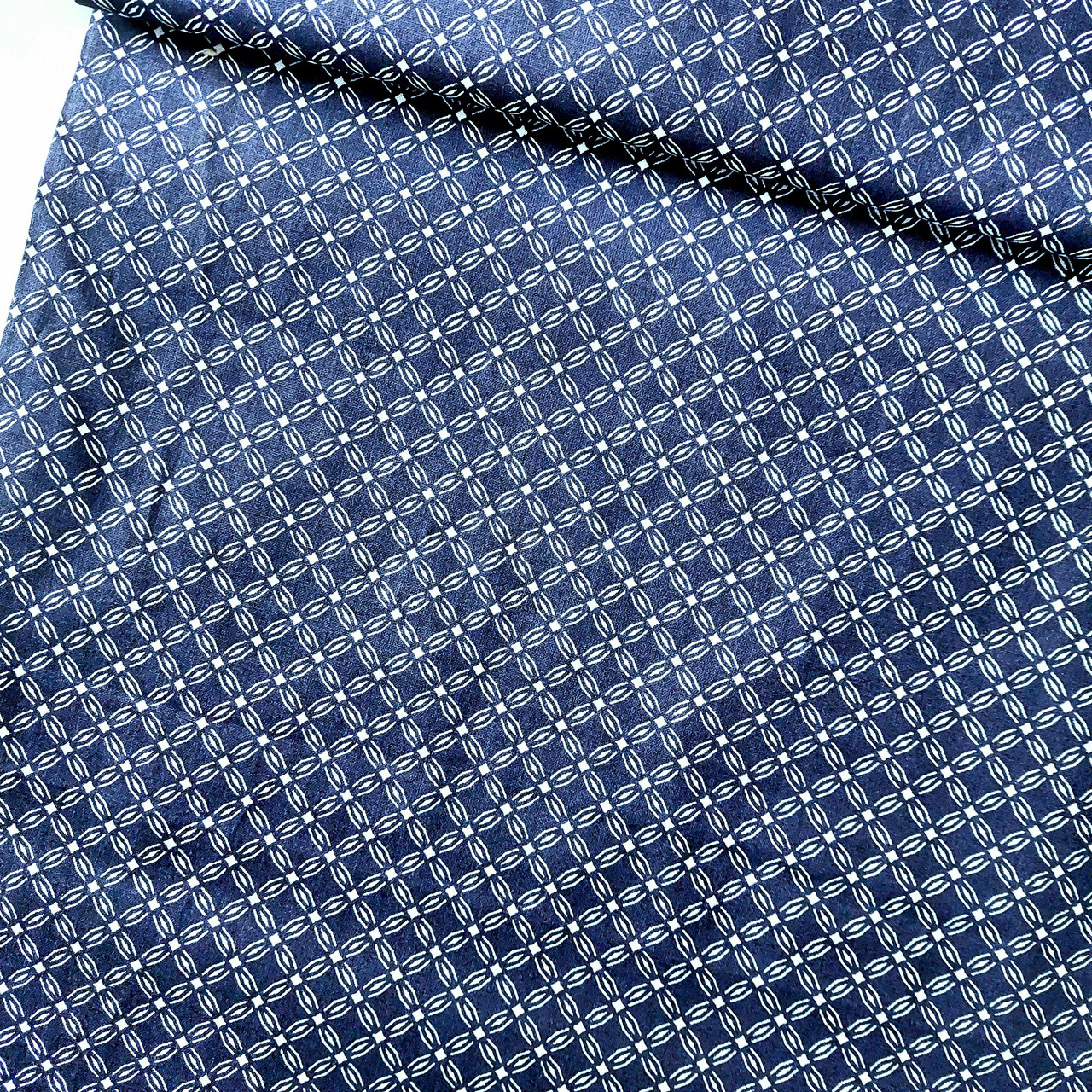 Тканина бязь 100% бавовна з дрібними синіми ромбами, ш. 145 см, фото 1