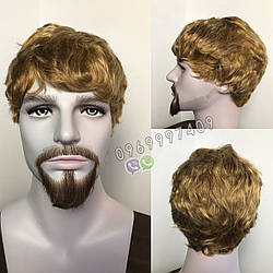 🤵♀️ Чоловіча натуральна перука золотиста, зі 100% натурального волосся