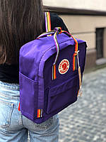 Рюкзак Kanken Канкен classic фіолетовий із райдужними ручками