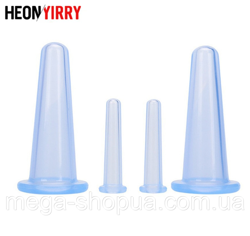 Силіконові банки 4 шт для вакуумного масажу обличчя та тіла D4BB