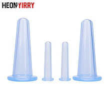 Силіконові банки 4 шт для вакуумного масажу обличчя та тіла D4BB