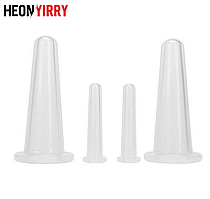 Силіконові банки 4 шт для вакуумного масажу обличчя та тіла D4BW