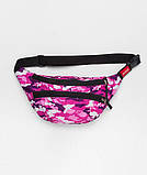 Містка жіноча бананка на пояс через плече, червона наплічна напоясная сумка з етнічним принтом, фото 6