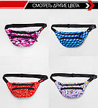 Модна містка жіноча бананка на пояс через плече, наплічна напоясная сумка синя з 3D малюнком, фото 5