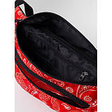 Містка жіноча бананка на пояс через плече, червона наплічна напоясная сумка з етнічним принтом, фото 4