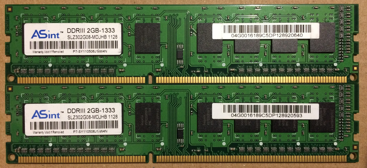 4GB 2*2GB DDR3 1333MHz ASint PC3 10600U 1Rx8 RAM Оперативна пам'ять