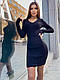 В'язане плаття гумка з декольте з довгим рукавом рубчик, фото 3