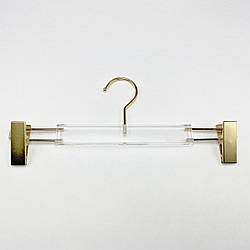 Вішалки плічка для штанів та спідниць акрилові прозорі LUX, довжина 33 см