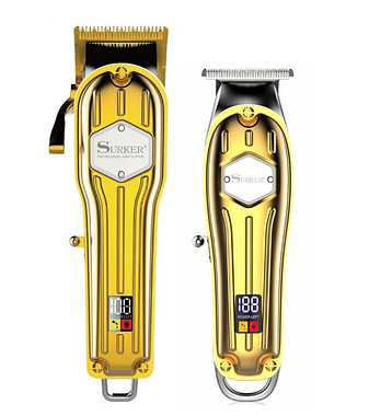 Комбо-набір (машинка + тример) "Surker Hair Clippers Cordless Gold" (K7S-gold+SK-I9GO), фото 1