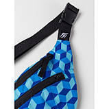 Модна містка жіноча бананка на пояс через плече, наплічна напоясная сумка синя з 3D малюнком, фото 3