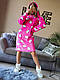 Тепла жіноча домашня туніка рожева кити, фото 6