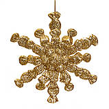 Новорічна ялинкова іграшка, підвіска "Космічна сніжинка" золотиста (11 х 10 см), фото 2