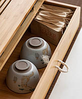 Чабань чайна тумбочка бамбукова зі зливом, фото 3
