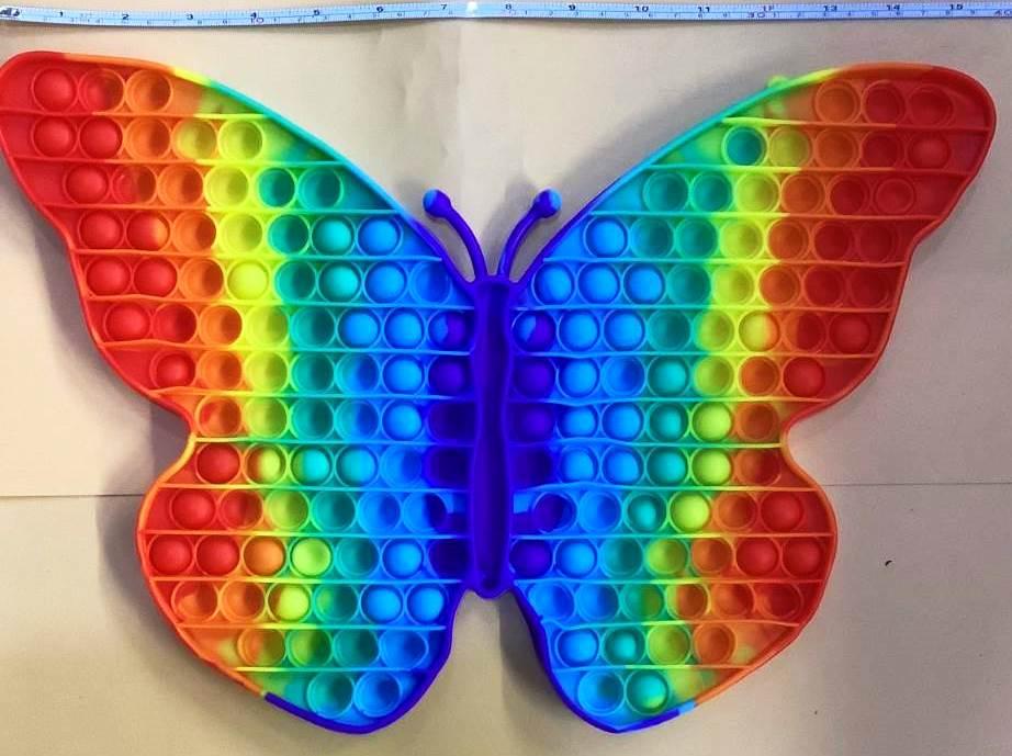 Сенсорна гра — антистрес пупирки "Pop It" Веселка Метелик Гігант