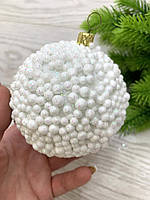 Куля новорічна, ялинкова. Куля на ялинку - білий попкорн . ( діаметр 10 см), фото 5