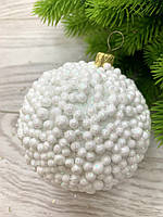 Куля новорічна, ялинкова. Куля на ялинку - білий попкорн . ( діаметр 10 см), фото 6