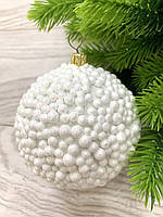 Куля новорічна, ялинкова. Куля на ялинку - білий попкорн . ( діаметр 10 см), фото 4