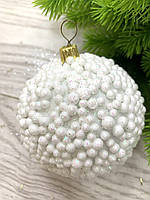 Куля новорічна, ялинкова. Куля на ялинку - білий попкорн . ( діаметр 10 см), фото 7