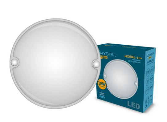 Світлодіодний LED світильник KORAL 15W 6500K 1200Lm IP54 Crystal