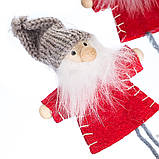 Набір м'яких новорічних іграшок на ялинку, підвіски "Гноміки в червоному" 4 шт. (12 х 6,5 см), фото 2