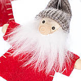 Набір м'яких новорічних іграшок на ялинку, підвіски "Гноміки в червоному" 4 шт. (12 х 6,5 см), фото 3