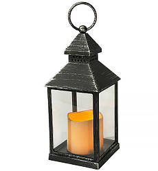 Декоративний ліхтар з LED підсвічуванням + батарейки, колір - графіт