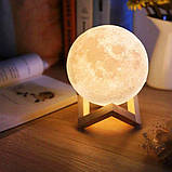 Дитячий нічник  Місяць 3D Настільний дитячий нічник Місяця, нічник світильник на сенсорному управлінні, фото 5