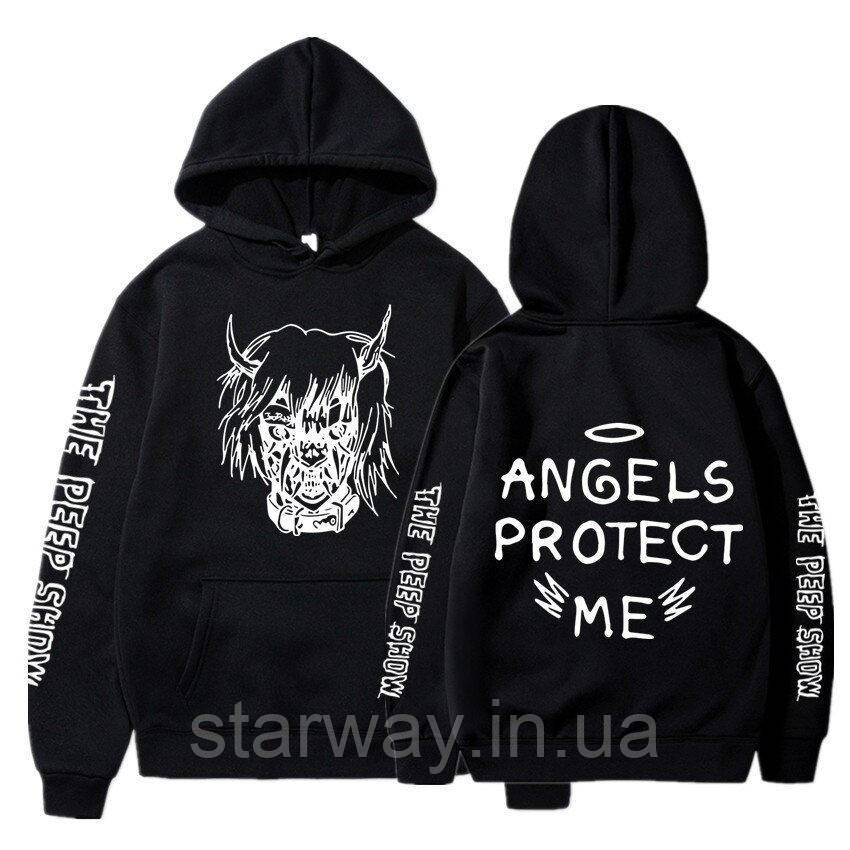 Чорна толстовка lil peep the peep show | худi angels protect me