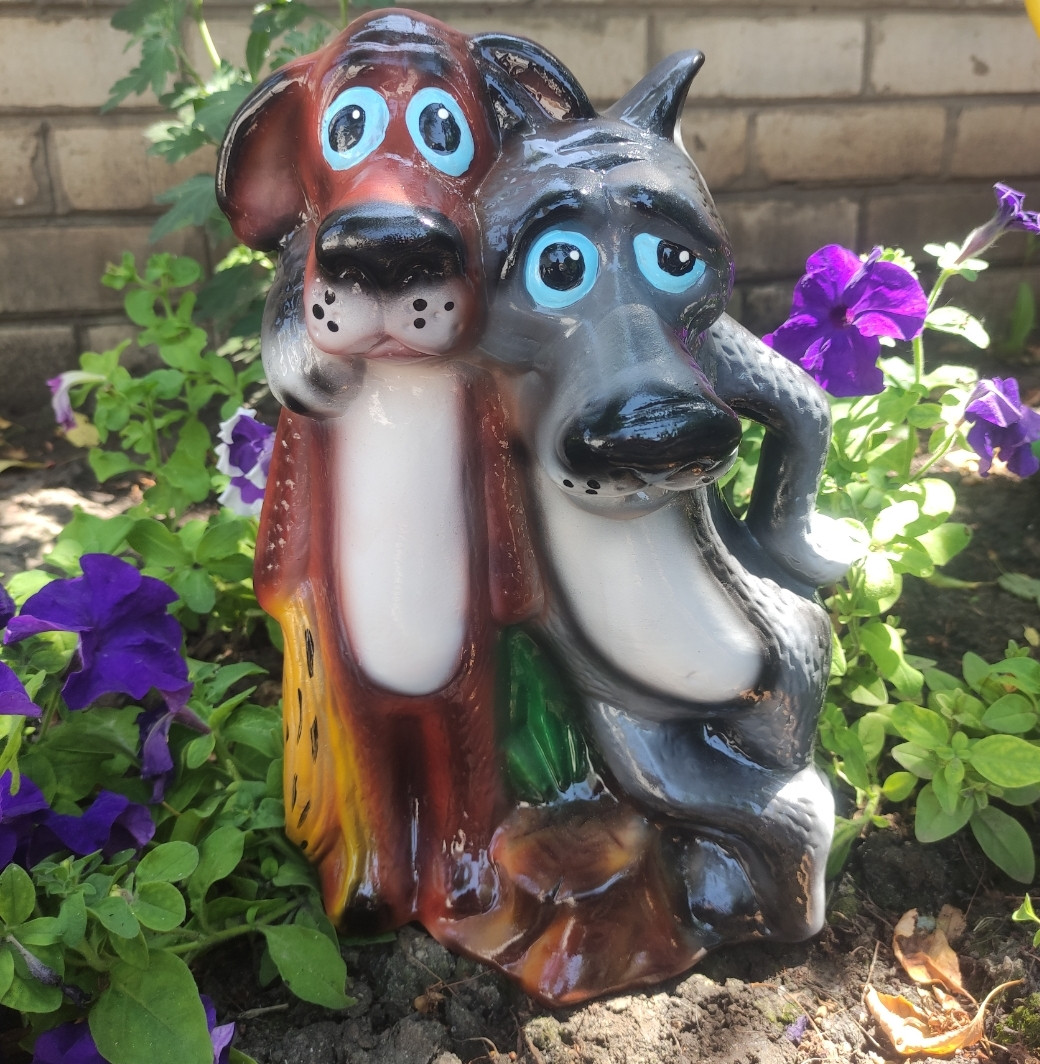 Купить Садовая фигура волк с собакой, цена 270 ₴ — Prom.ua (ID#1504386365)