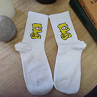 Шкарпетки жіночі білі з принтом "Гомер Сімпсон" (розмір 36-40)