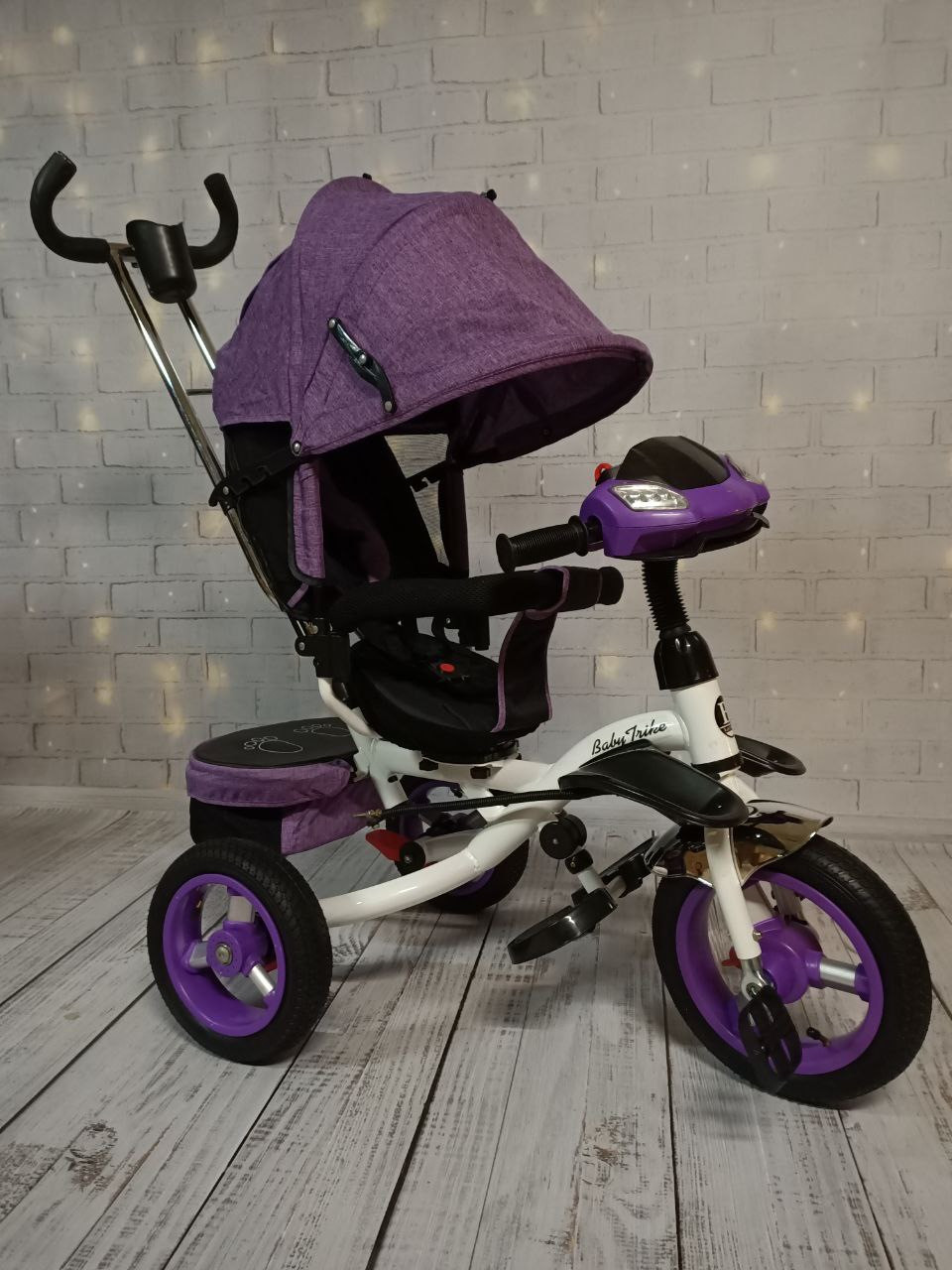 Дитячий велосипед-коляска триколісний 6590 "Baby Trike" поворот сидіння, надувні колеса, ровер, фото 1