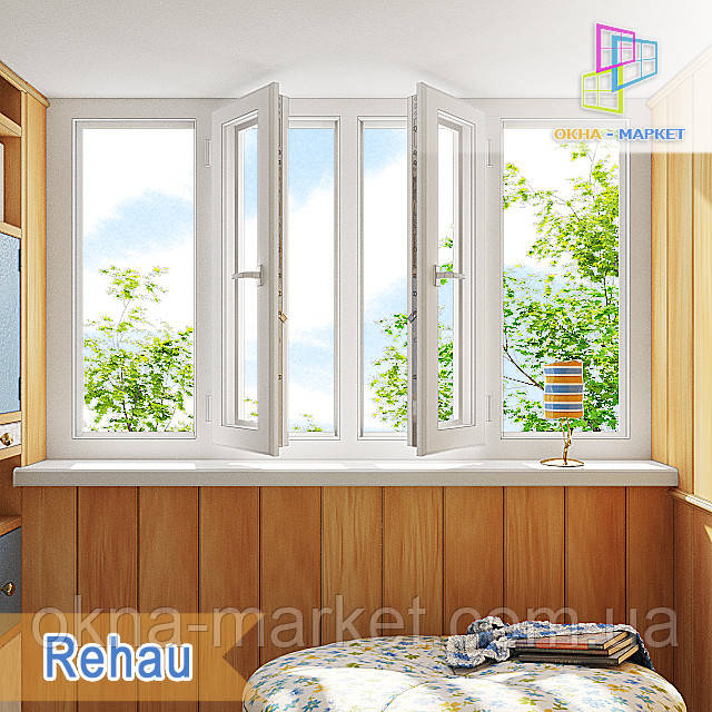 Пластикова лоджія з чотирьох частин Rehau 70