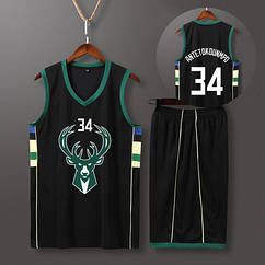 Баскетбольна форма чорна Antetokounmpo No34 команда Milwaukee Bucks NBA