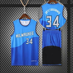 Баскетбольна форма синя Адетокубо 34 Мілуокі Бакс Antetokounmpo Milwaukee Bucks NBA