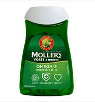 Mollers Forte tran Omega-3 норвежский натуральный рыбий жир в капсулах, 112 шт