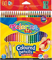Цветные карандаши трехгранные 24 цвета с точилкой Colorino 57462PTR
