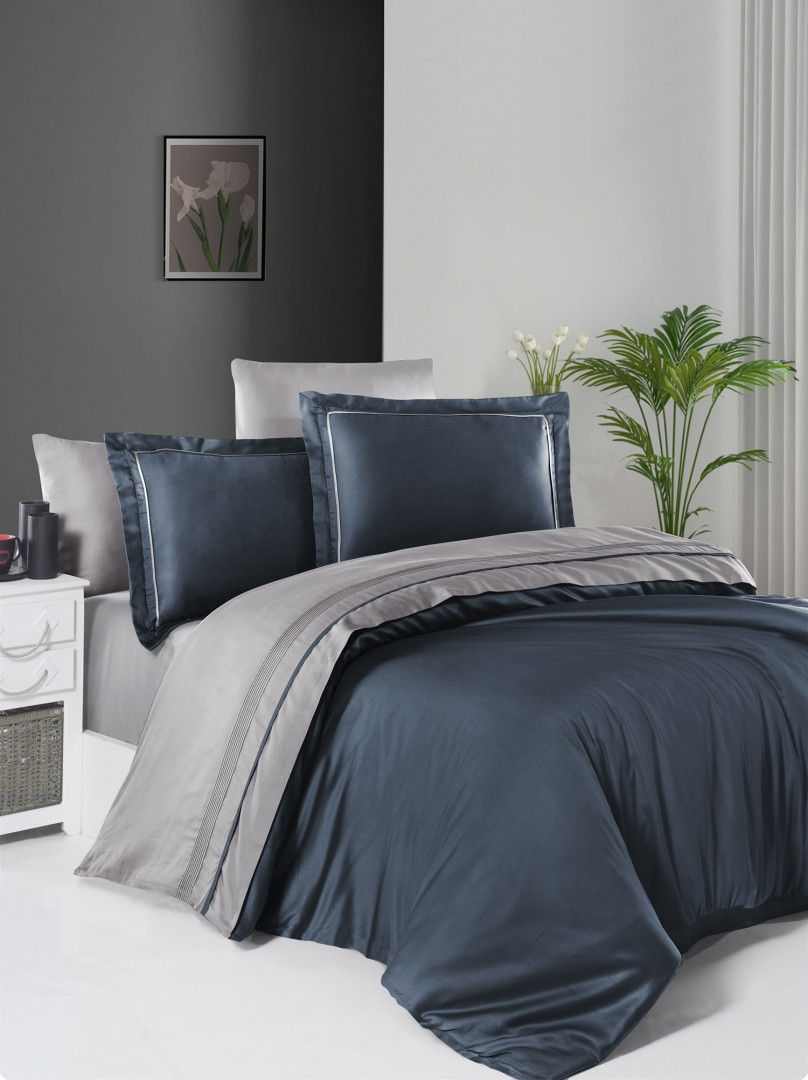 Турецьке Постільна Білизна First Choice Deluxe Satin Serenity Denim & Grey
