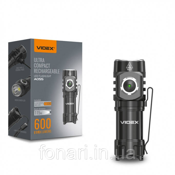 Ліхтар Videx VLF-A055 Luminus SST20, 1xLi-Ion 16340, 600 люменів