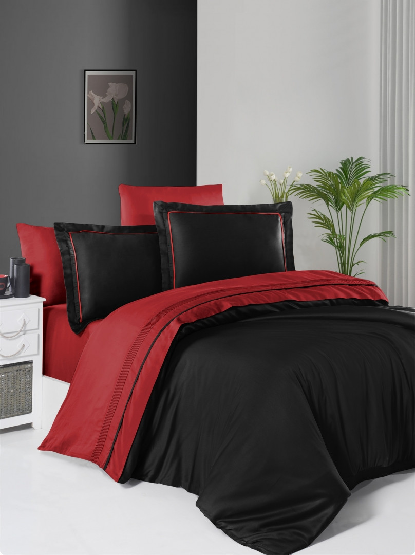 Турецьке Постільна Білизна First Choice Deluxe Satin Serenity Red & Black