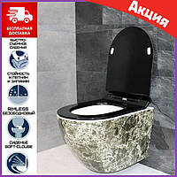 Унітаз підвісний Dusel Levita Marble DWHT10201130MS з мікроліфт сидіння чорний / унітаз підвісний кольоровий