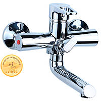 Змішувач AQUATICA HK Ø35 для ванни гусак прямий 150 мм дивертор вбудований картриджний HK-2C130C (9732210)