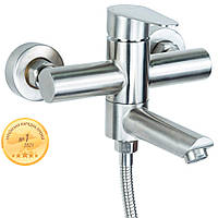 Змішувач AQUATICA HT Ø35 для ванни гусак прямий 100 мм дивертор вбудований картриджний SS T-2C171P (9719211)